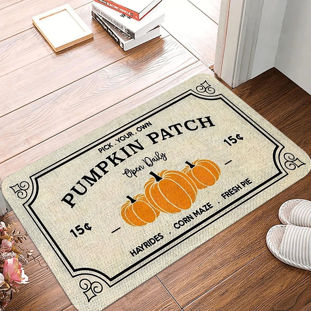 Happy Fall Yall Pumpkin Door Mat Thanksgiving Autumn Scarecrow Non-Slip Welcome Decorative Seasonal Floor Mat for Indoor Outdoor