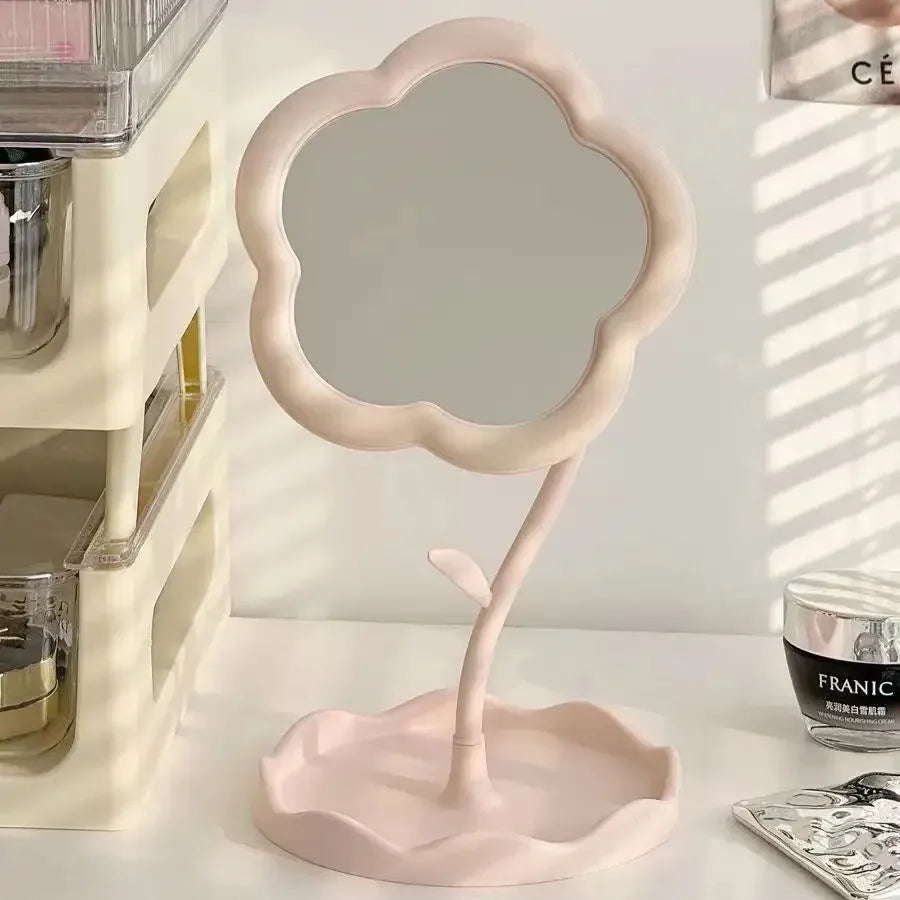 Mirror Desktop Flower Mirrors Creative Dormitory Desktop Online Celebrity Gao Yan Value Mirrors for Bedroom Home Decor Mirror