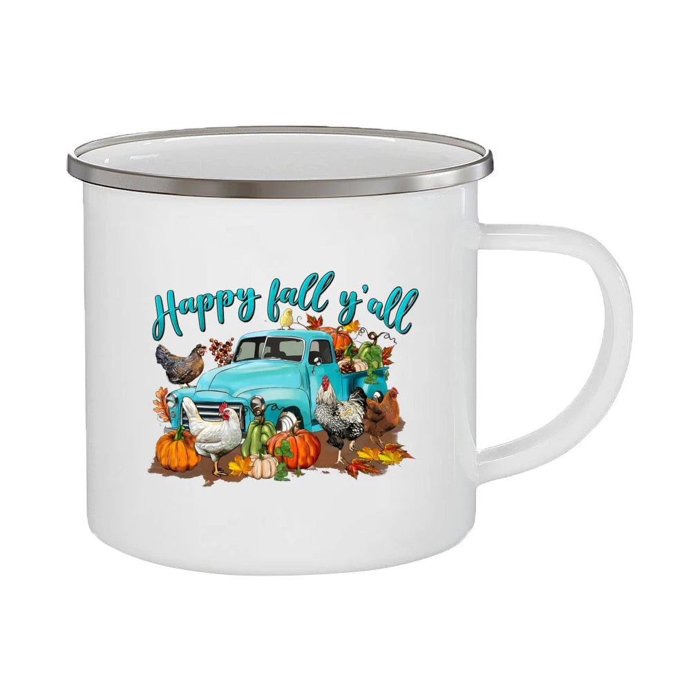 Just A Girl Who Loves Fall Mug Hello Autumn Mugs Pumpkin Spice Latte Enamel Coffee Cup Autumn Gifts Ideas