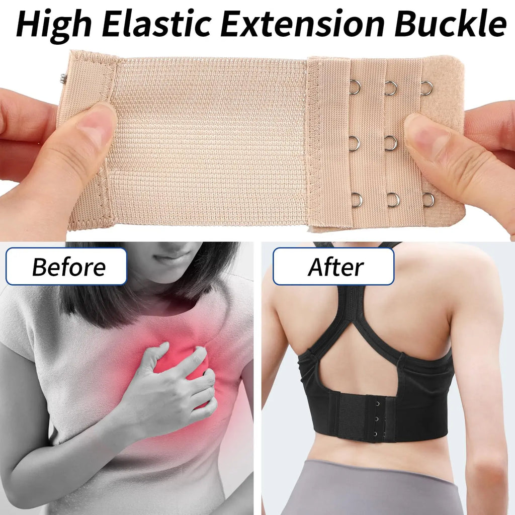 12 bra extenders with 3 hooks, 3 hooks, women's bra extenders, elastic extension straps, enlarged size, soft and comfortable