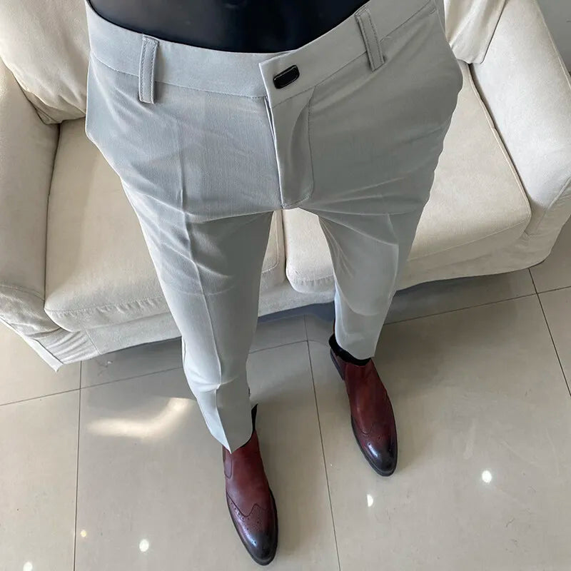 Men Dress Pants Thin Suit Pants Stretch Slim Formal Trousers Calça Masculina Solid Casual Pantalone Hombre Fashion Men Clothing