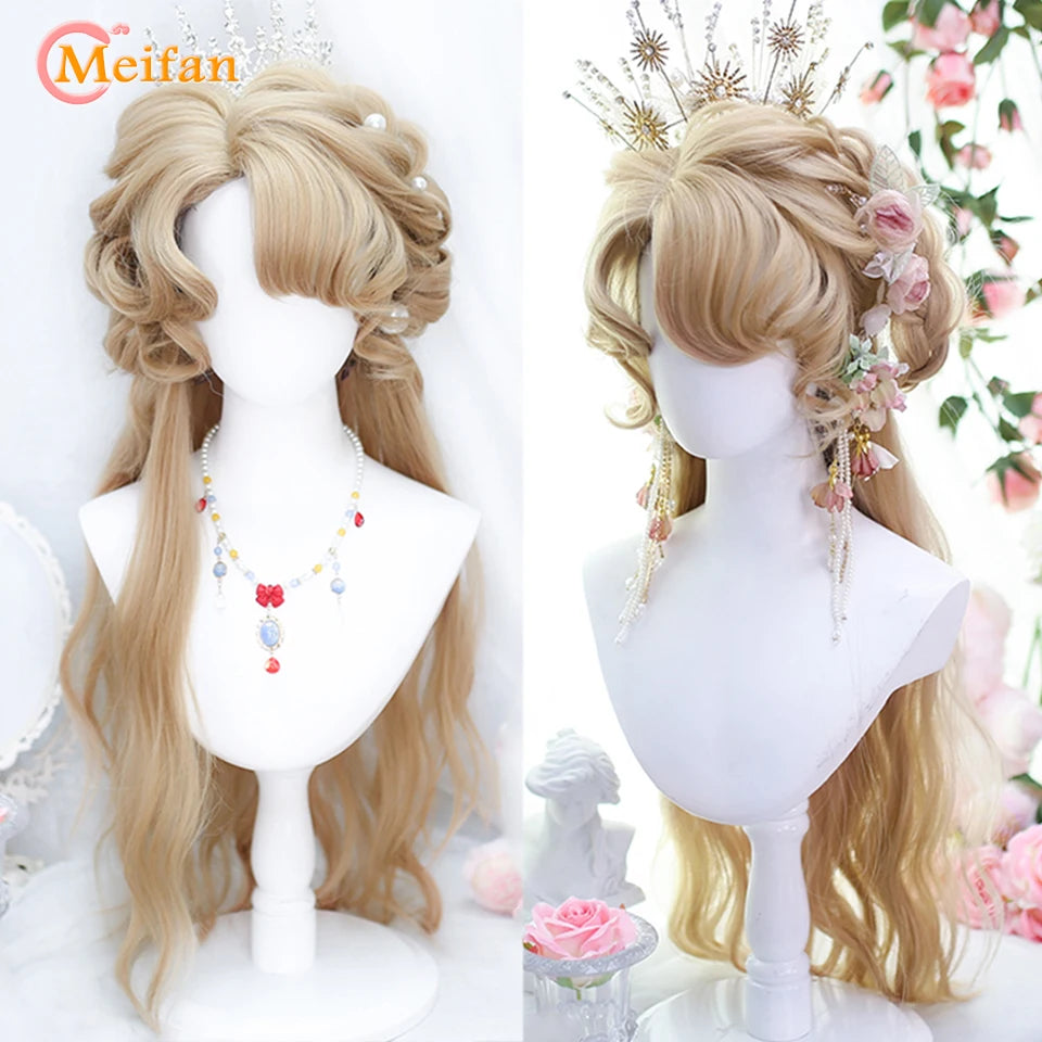 MEIFAN Synthetic Long Straight Lolita Wig with Bang Red Ombre Black Cosplay Party Halloween Christmas Wavy Curly Harajuku Wig