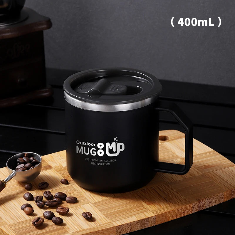 400ml 304 Mug Stainless Steel Anti-Fall with Lid Milk Cup for Men and Women Home Water Cup Office Coffee Cup