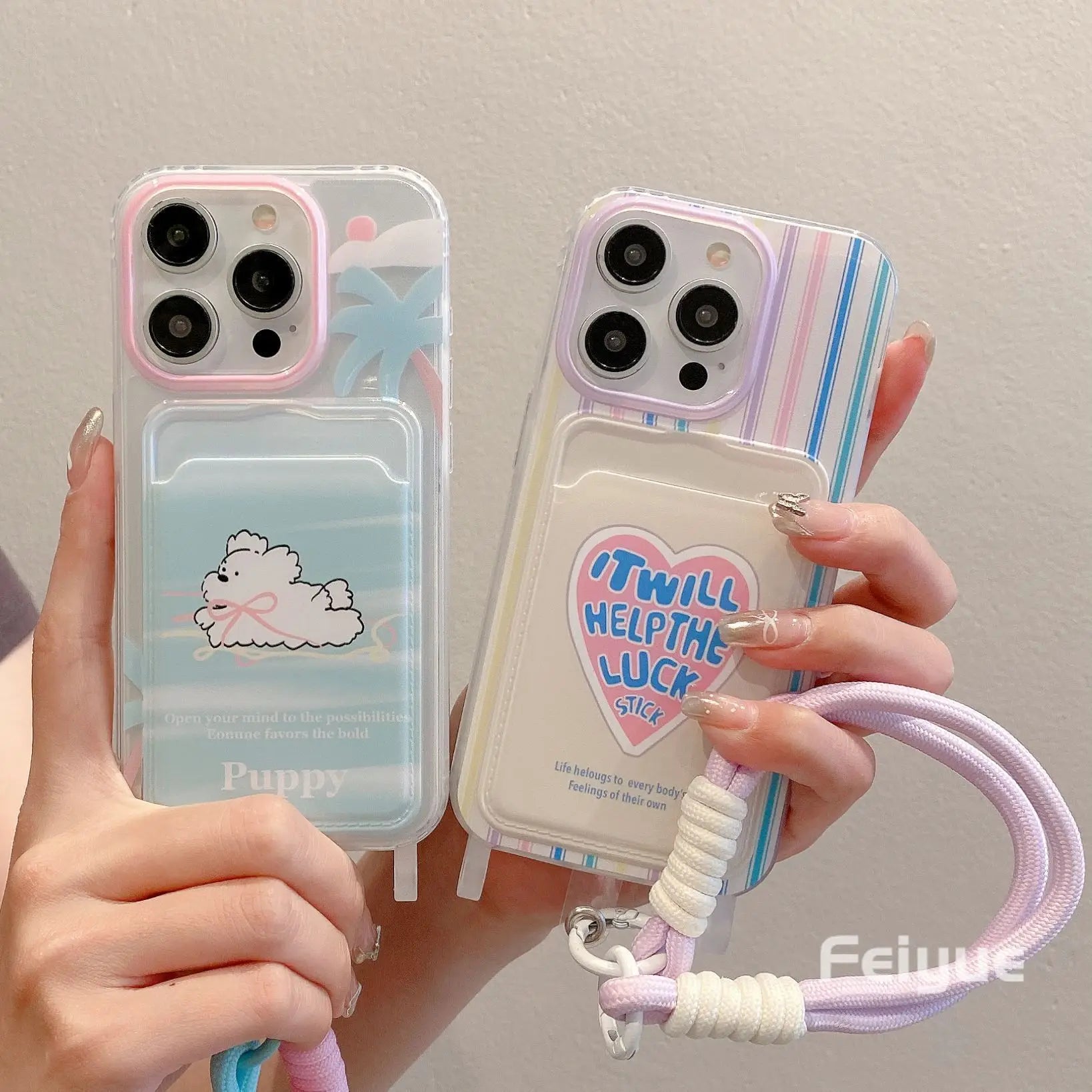 Cute Soft Phone Case for iPhone 16 Case iPhone 15 14 13 12 Pro Max Card Holder Wallet Shockproof Cover