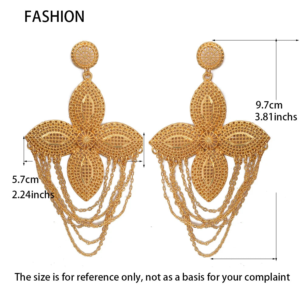 Ethiopia Africa Dubai Gold Color Earrings for Women/Girls/Kids Fashion Metal Wedding Earrings Jewelry Gifts