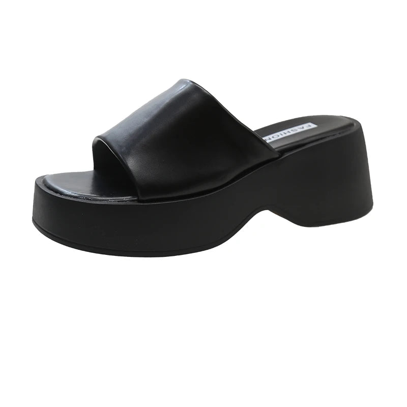 Women Slippers 2024 Summer New Thick Soled Sandals Women Square Toe Luxury Designer Slippers Slides Women Zapatos De Mujer