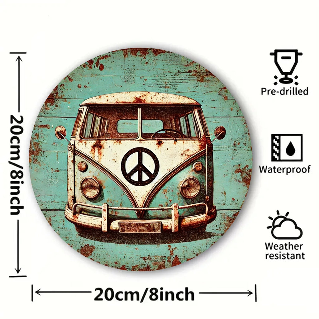 2D 1PC Wooden Disc Green Car Theme Logo 8 Inch Decorative Art Wall Plaque Bedroom Office Decoration