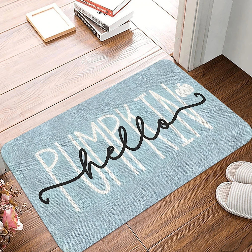 Happy Fall Yall Pumpkin Door Mat Thanksgiving Autumn Scarecrow Non-Slip Welcome Decorative Seasonal Floor Mat for Indoor Outdoor