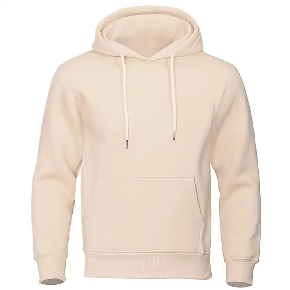 Hoodie Men Solid Warm Fleece Hoody Oversize Hooded Sweatshirt Autumn Casual Fashion Pocket Clothes Comfort and Simplicity Tops
