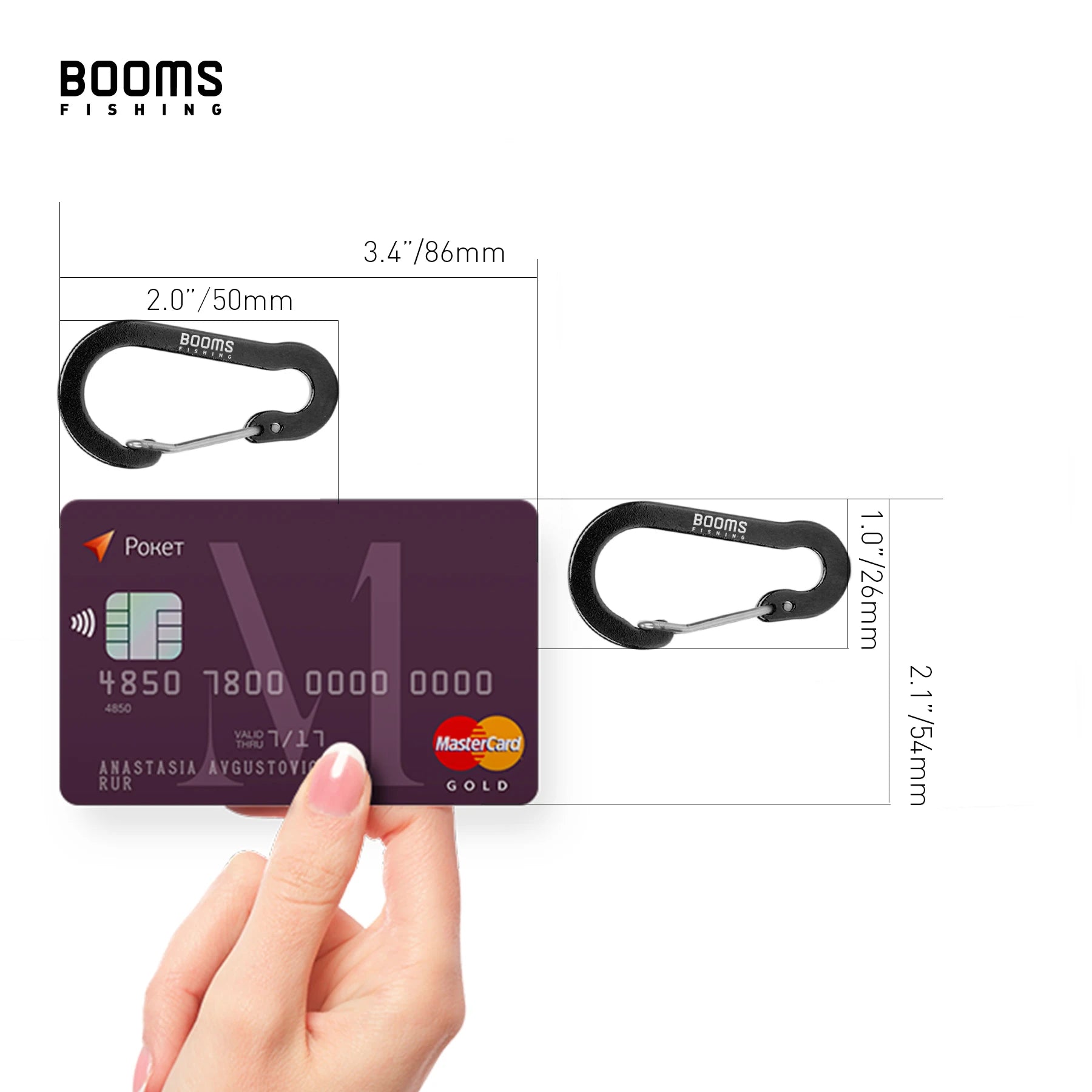 Booms Fishing CC1-10pcs Multi-Use Small Clips Keychain Caribeaner Clip 2 inch Aluminum D Ring Carabiners Fishing Accessories