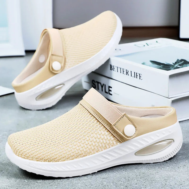 2025 New Breathable Women's Slippers Soft Sole Casual Beach Shoes Breathable Lazy Half Drag Women's Shoes