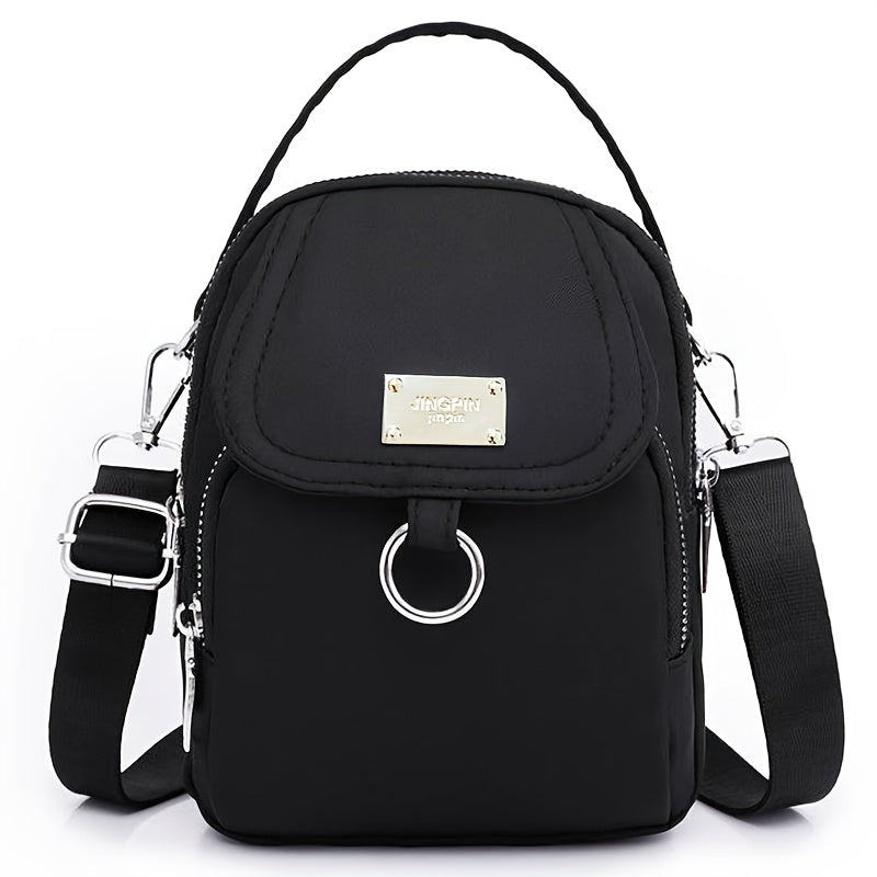 Lingzi Kangaroo Unisex Square Crossbody Bag - Adjustable Strap, Golden-Tone Hardware & Kangaroo Logo, Navy/Red/Black Casual Handbag for Men & Women, Compact Shoulder Purse for Phone, Wallet, Keys (Zipper Direction Varies)