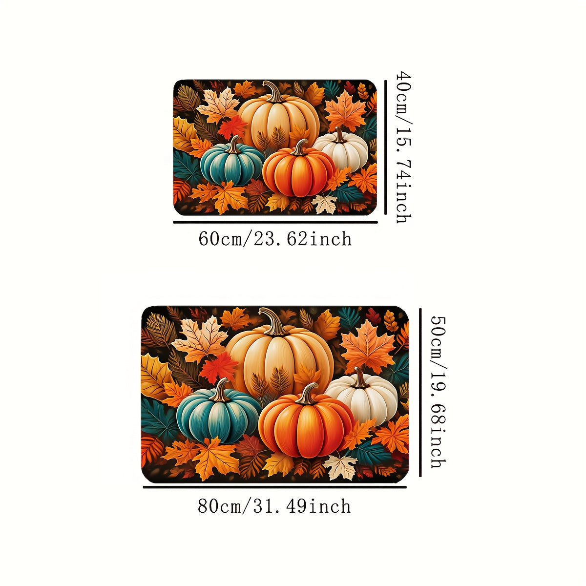 1pc Autumn Harvest Pumpkin & Leaf Patterned Doormat - Vibrant Fall Colors, Durable Polyester, Machine Washable, Rectangular Welcome Mat for Home Entrance, Perfect For Thanksgiving & Christmas Decor, Fall Decorations