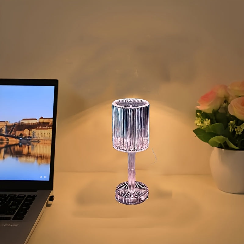 [Touch Control] Elegant Crystal Touch Control Bedside Lamp | Adjustable LED Light | Crystal | Dimmable, USB Charging, Rechargeable | Indoor Decor | Modern | Touch Control