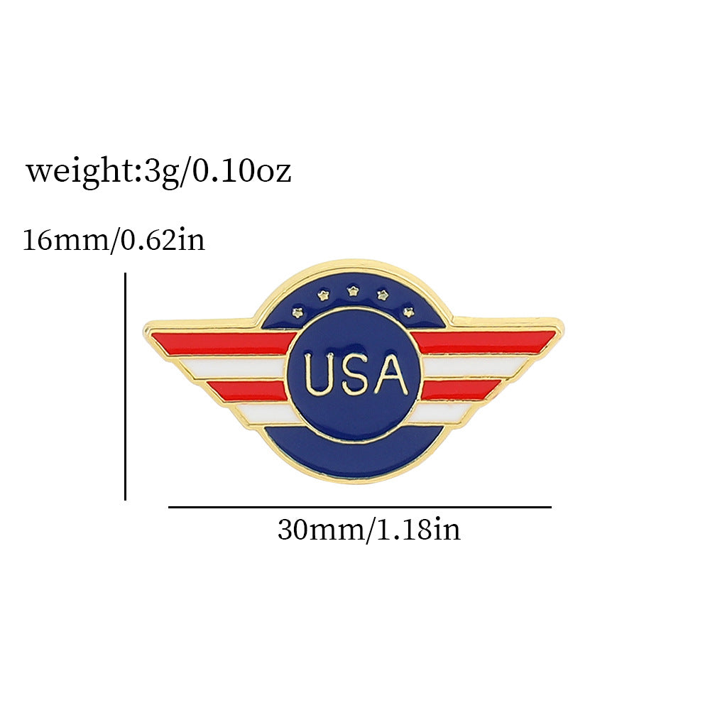 American Flag Series Gold M Badge Independence Day Alloy Brooch