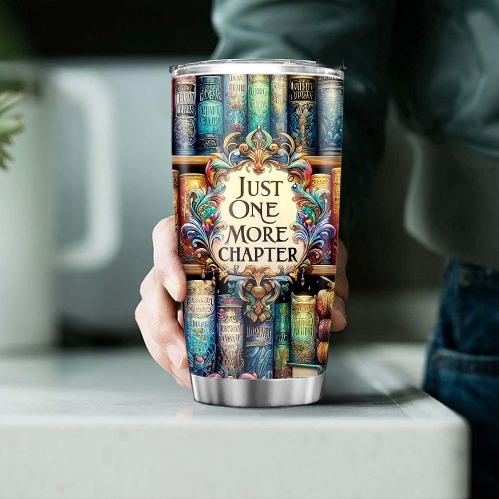 1pc Contemporary Metal Book Lovers Travel Mug, 20oz Stainless Steel Library Design Tumbler, Universal Holiday Gift for Readers, No Electricity or Feathers Required