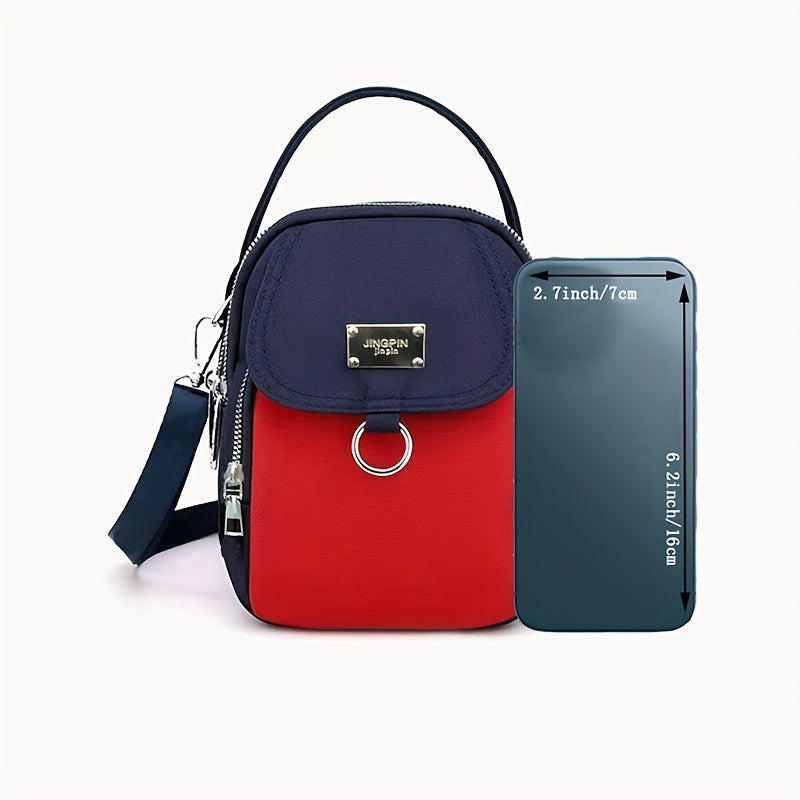 Lingzi Kangaroo Unisex Square Crossbody Bag - Adjustable Strap, Golden-Tone Hardware & Kangaroo Logo, Navy/Red/Black Casual Handbag for Men & Women, Compact Shoulder Purse for Phone, Wallet, Keys (Zipper Direction Varies)