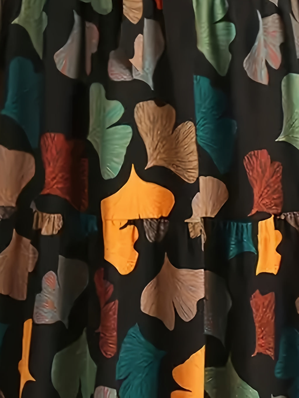 Women's Elegant A-Line Geometric Print Midi Dress with Puff Sleeves & Bow Detail - Vibrant Orange/Teal/Black/White/Green, Round Neck, Machine Washable, Spring Summer Casual to Semi-Formal Wear, Seasonal Fashion, Feminine Styl