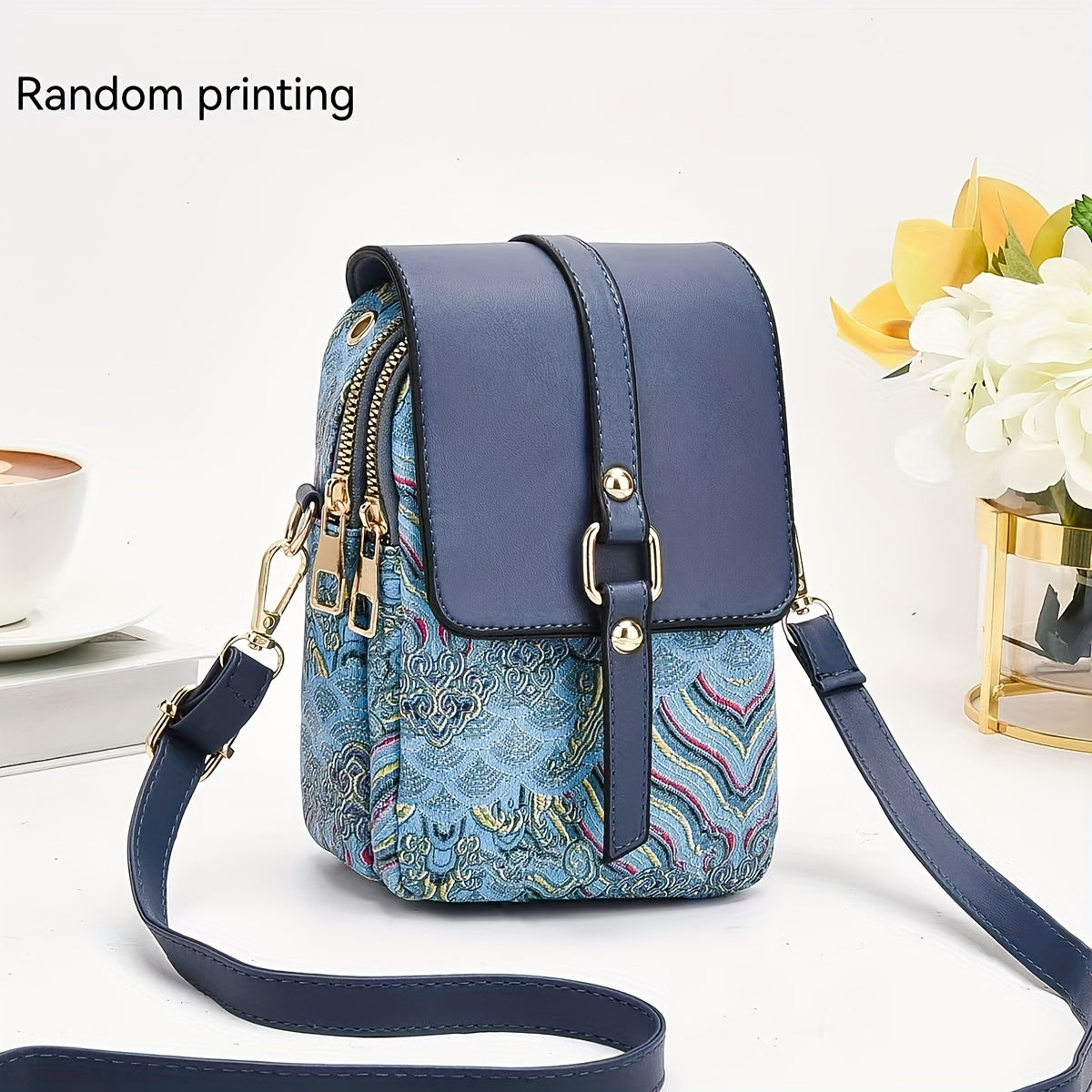 2024 New High-end Light Luxury Print Mini Single Shoulder Crossbody Bag - Small Multi-layer Mobile Phone Bag for Women - Versatile Practical Color