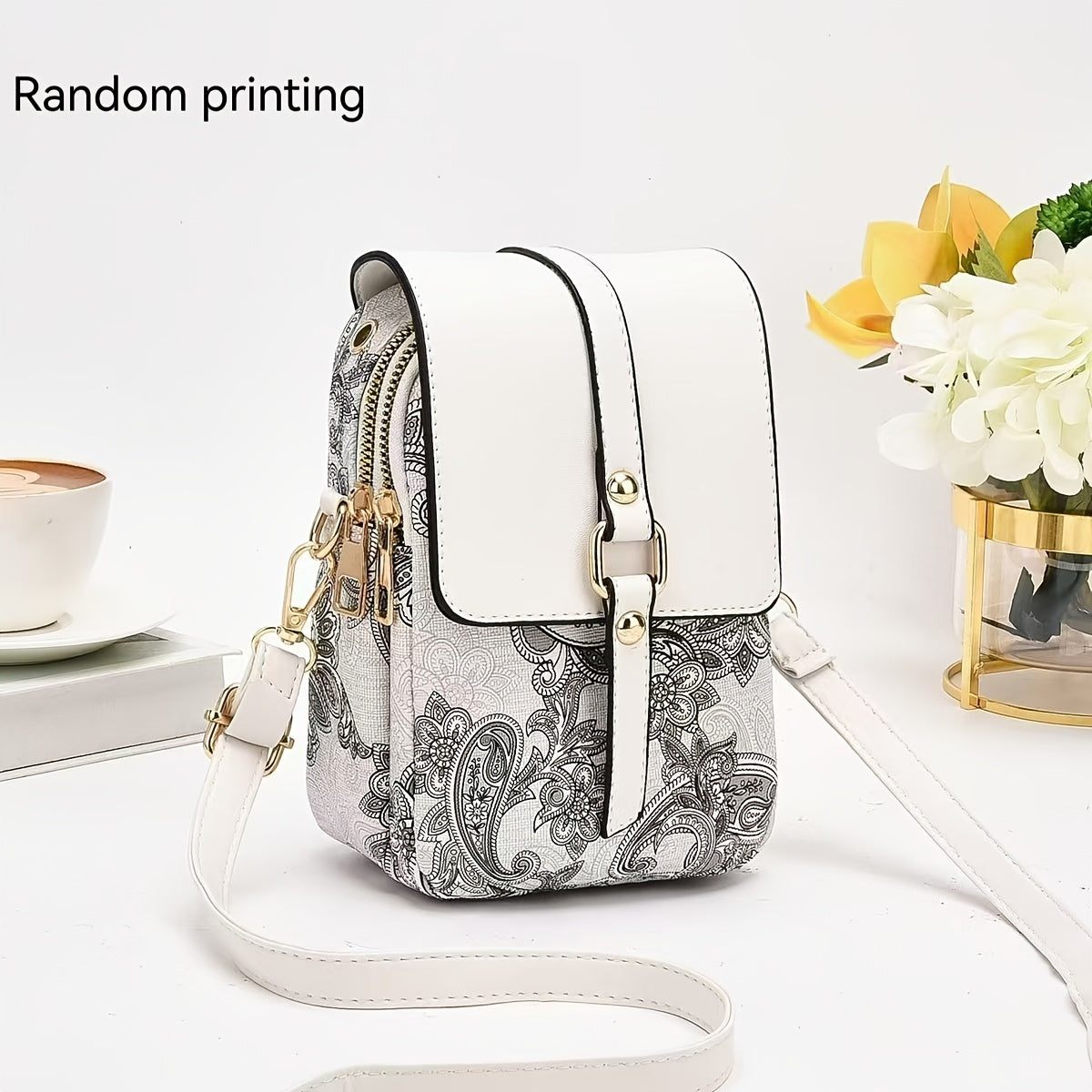 2024 New High-end Light Luxury Print Mini Single Shoulder Crossbody Bag - Small Multi-layer Mobile Phone Bag for Women - Versatile Practical Color
