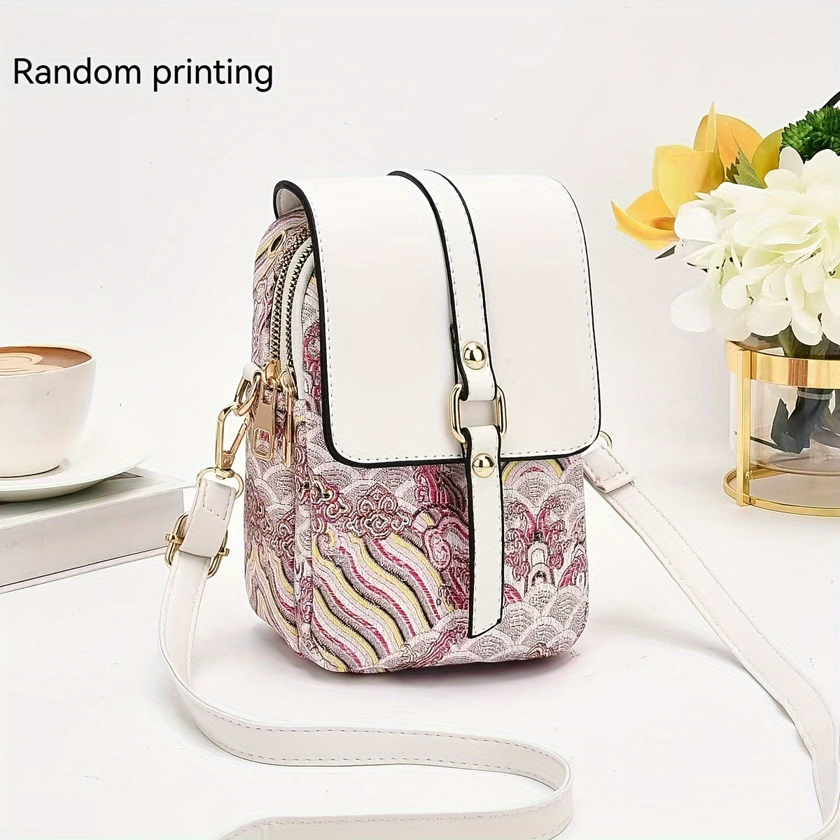 2024 New High-end Light Luxury Print Mini Single Shoulder Crossbody Bag - Small Multi-layer Mobile Phone Bag for Women - Versatile Practical Color