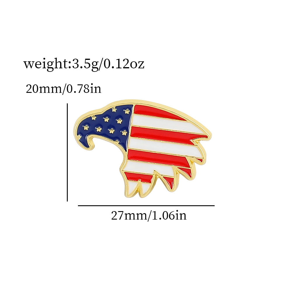 American Flag Series Gold M Badge Independence Day Alloy Brooch